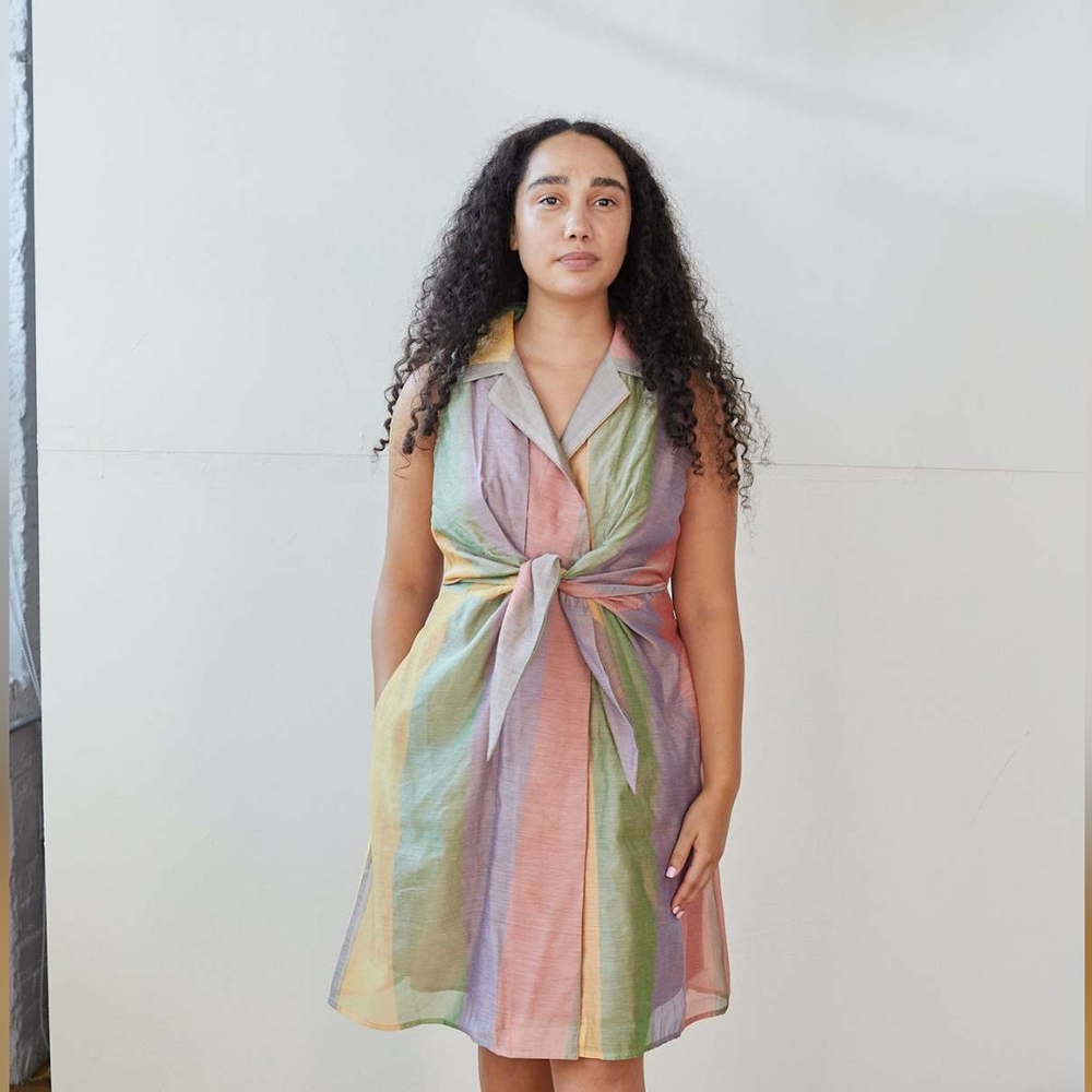 Rujuta Sheth Willa Dress in Pastel Stripes, size large